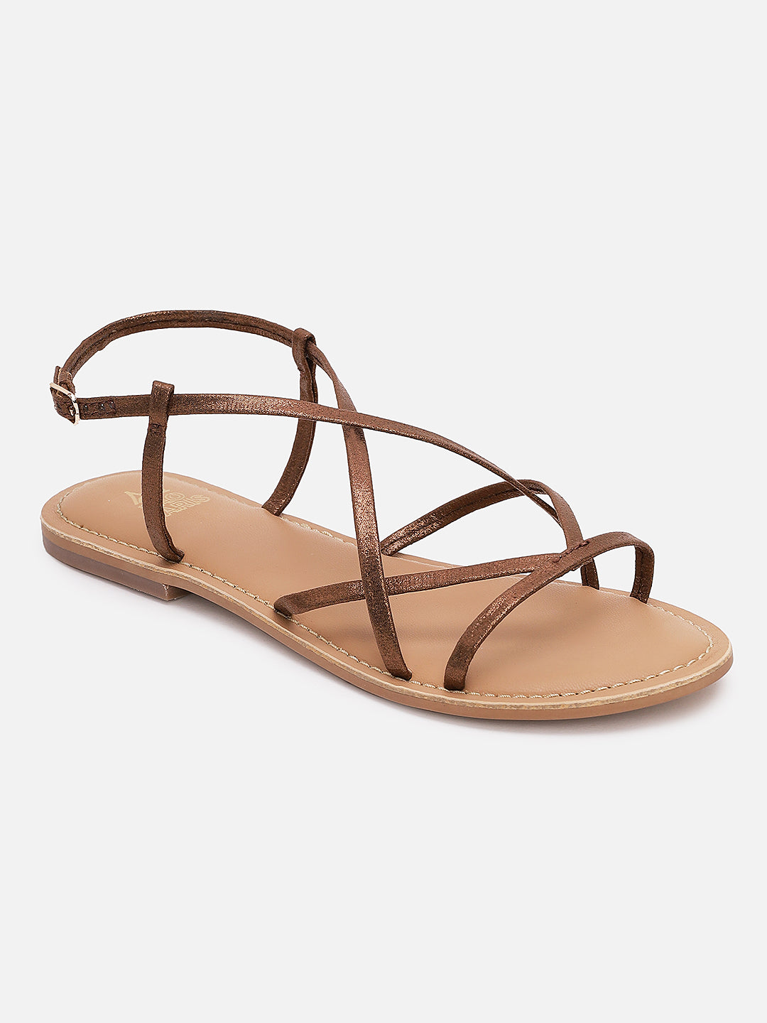 Women's Brown Casual PU Ankle Strap