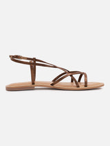 Women's Brown Casual PU Ankle Strap