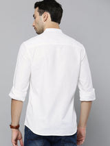 Men's Slim Fit Solid Full Sleeves Mandarin Collar Double Flap Pocket Casual Shirt