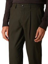 Men's Green Casual Regular Fit Solid Mid Trouser