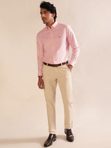 Men's Pink Casual Regular Fit Solid Full Sleeves Shirt