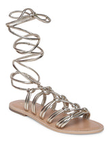 Women's Gold Casual Synthetic Leather Gladiator Sandals