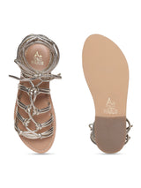 Women's Gold Casual Synthetic Leather Gladiator Sandals