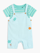 Boys Multi Cotton Half Sleeve Dungaree Set