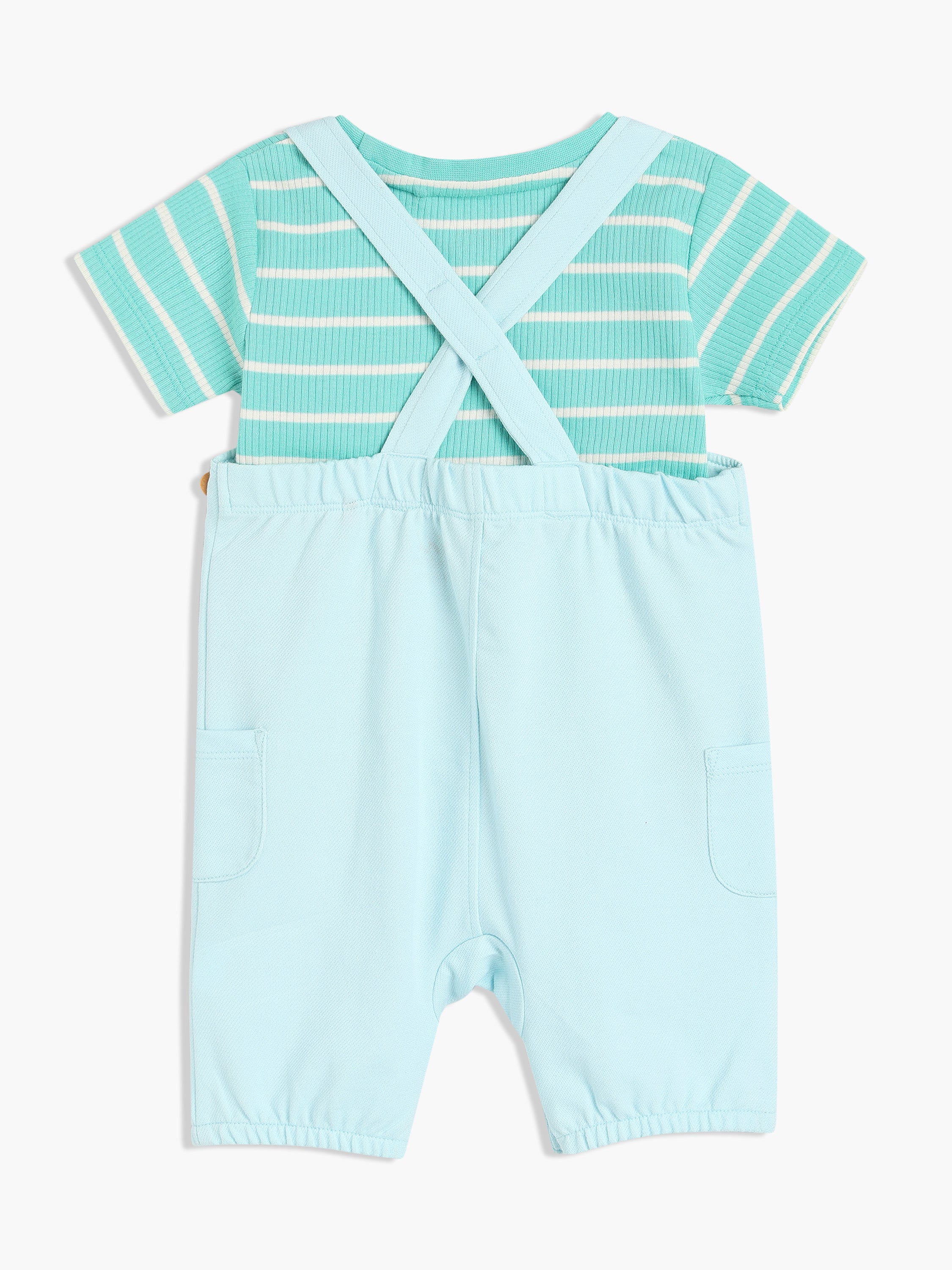 Boys Multi Cotton Half Sleeve Dungaree Set