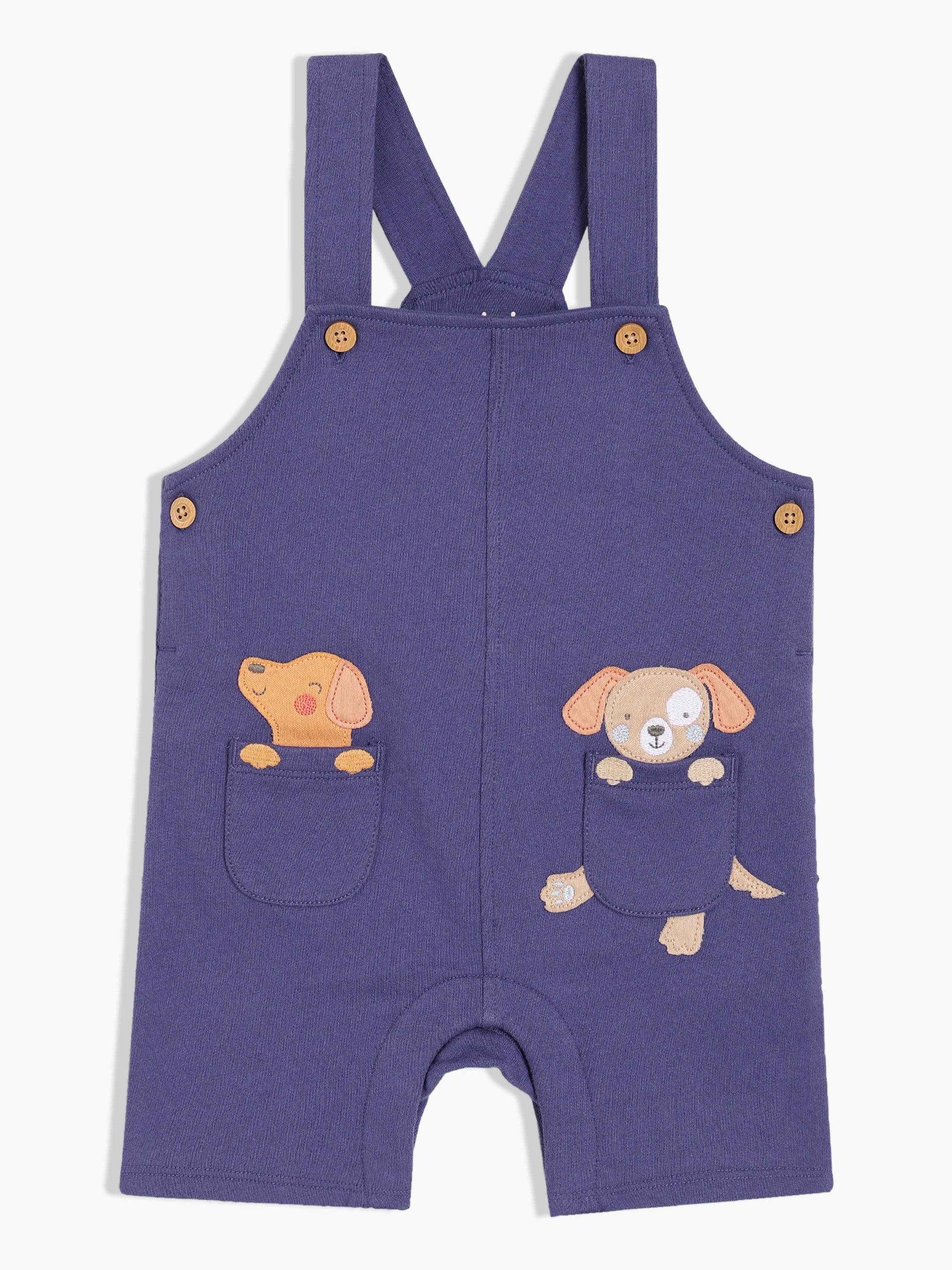 Girls Blue & White Cotton Half Sleeve Dungaree Set