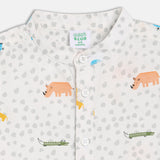 Boys White Casual Regular Fit Printed Half Sleeves Shirt