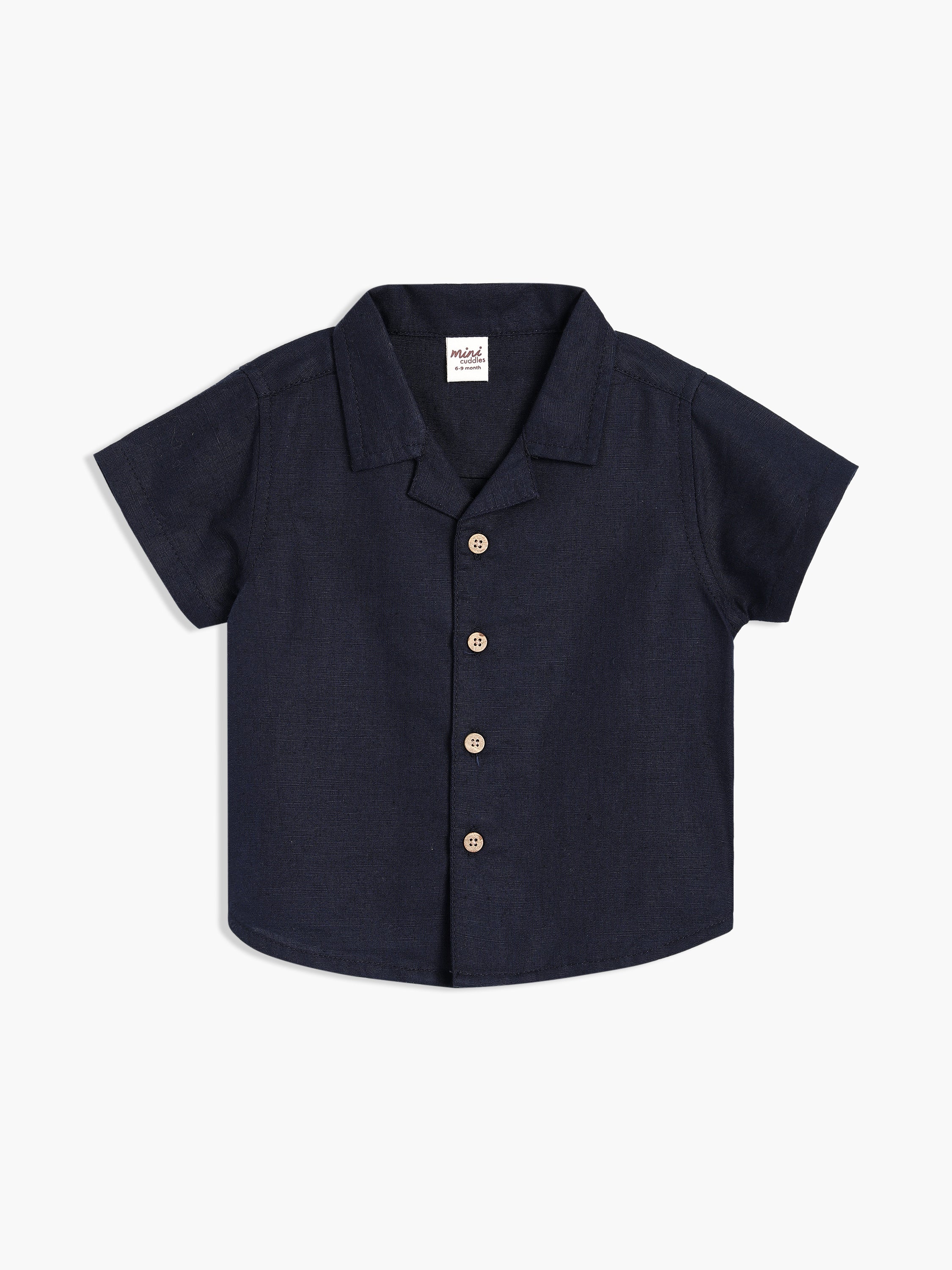 Boys Black Cotton Half Sleeve Shirt