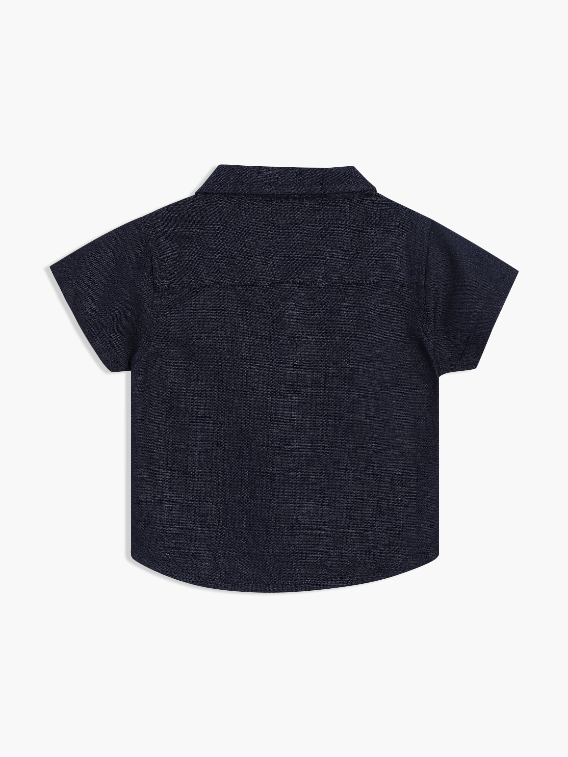 Boys Black Cotton Half Sleeve Shirt