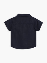 Boys Black Cotton Half Sleeve Shirt