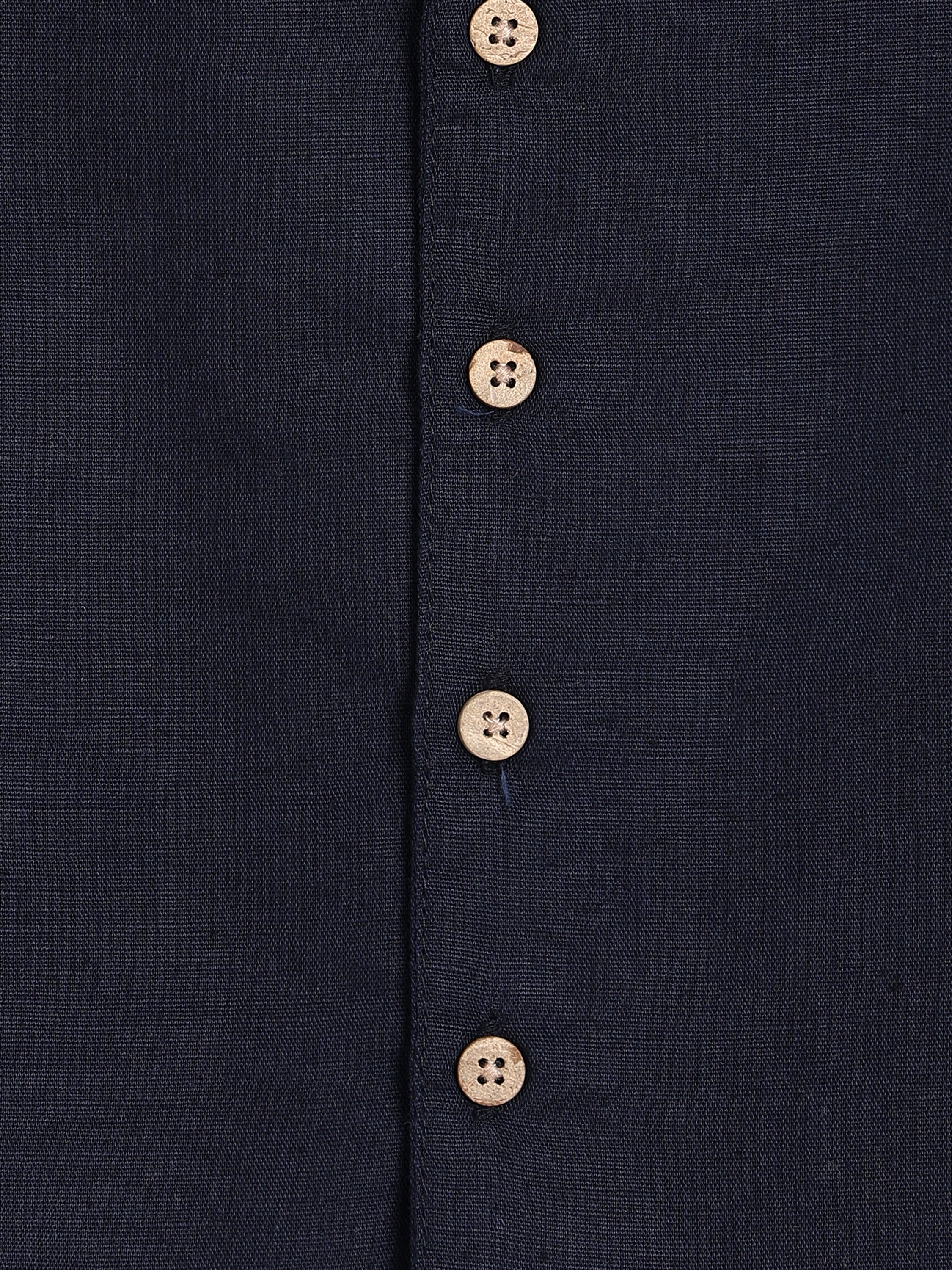Boys Black Cotton Half Sleeve Shirt