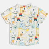 Boys Beige Casual Regular Fit Printed Shirt