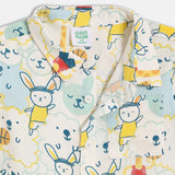 Boys Beige Casual Regular Fit Printed Shirt