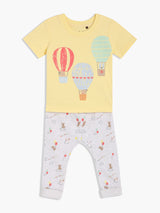 Boys Yellow & Grey Cotton Half Sleeve Top and Bottom