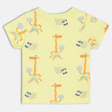 Boys Yellow Casual Regular Fit Printed Half Sleeves Tshirt