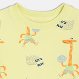 Boys Yellow Casual Regular Fit Printed Half Sleeves Tshirt