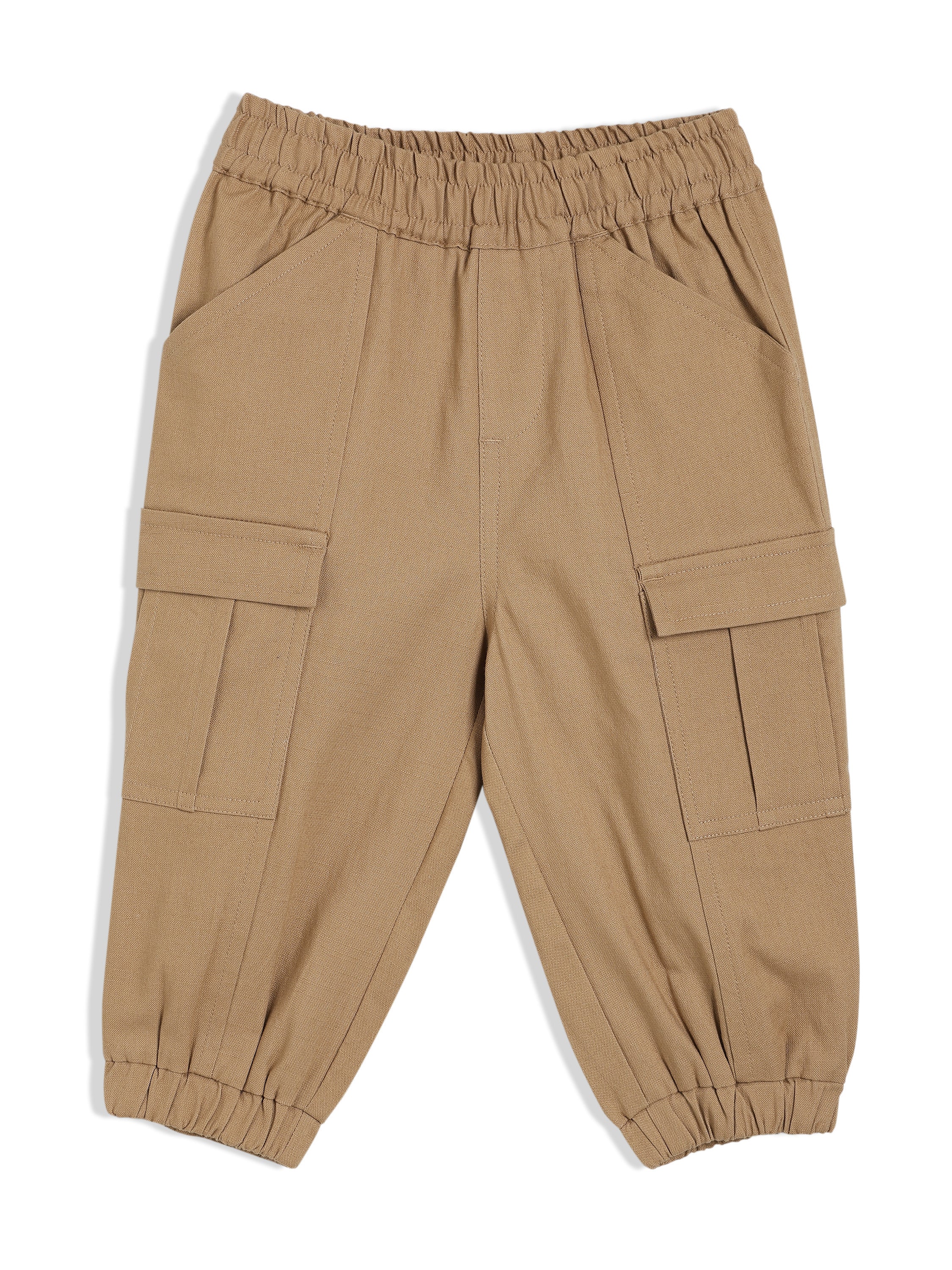 Boys Brown Cotton Woven Pant