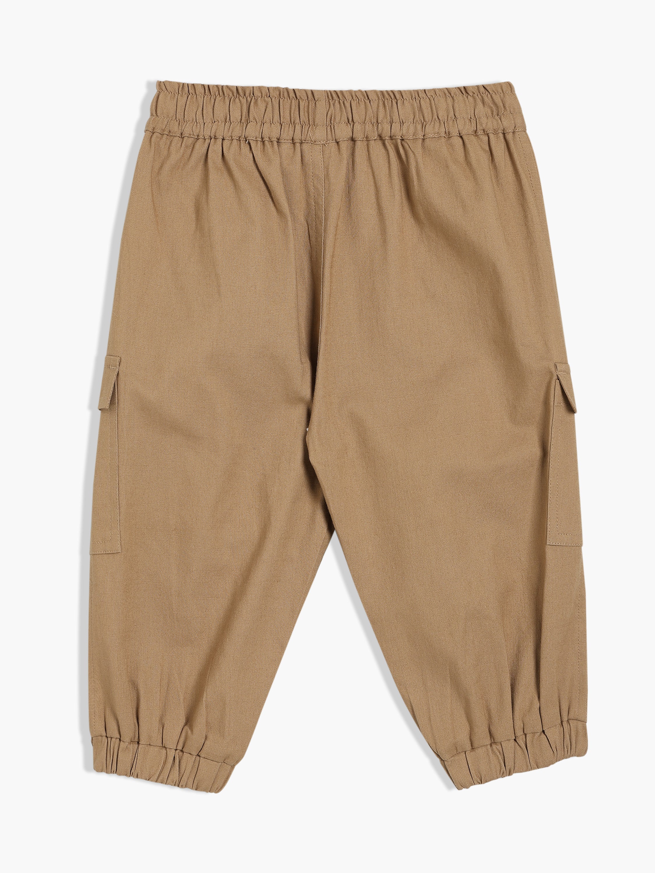 Boys Brown Cotton Woven Pant