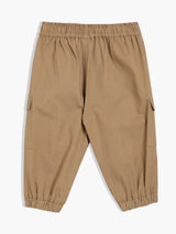 Boys Brown Cotton Woven Pant