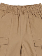 Boys Brown Cotton Woven Pant