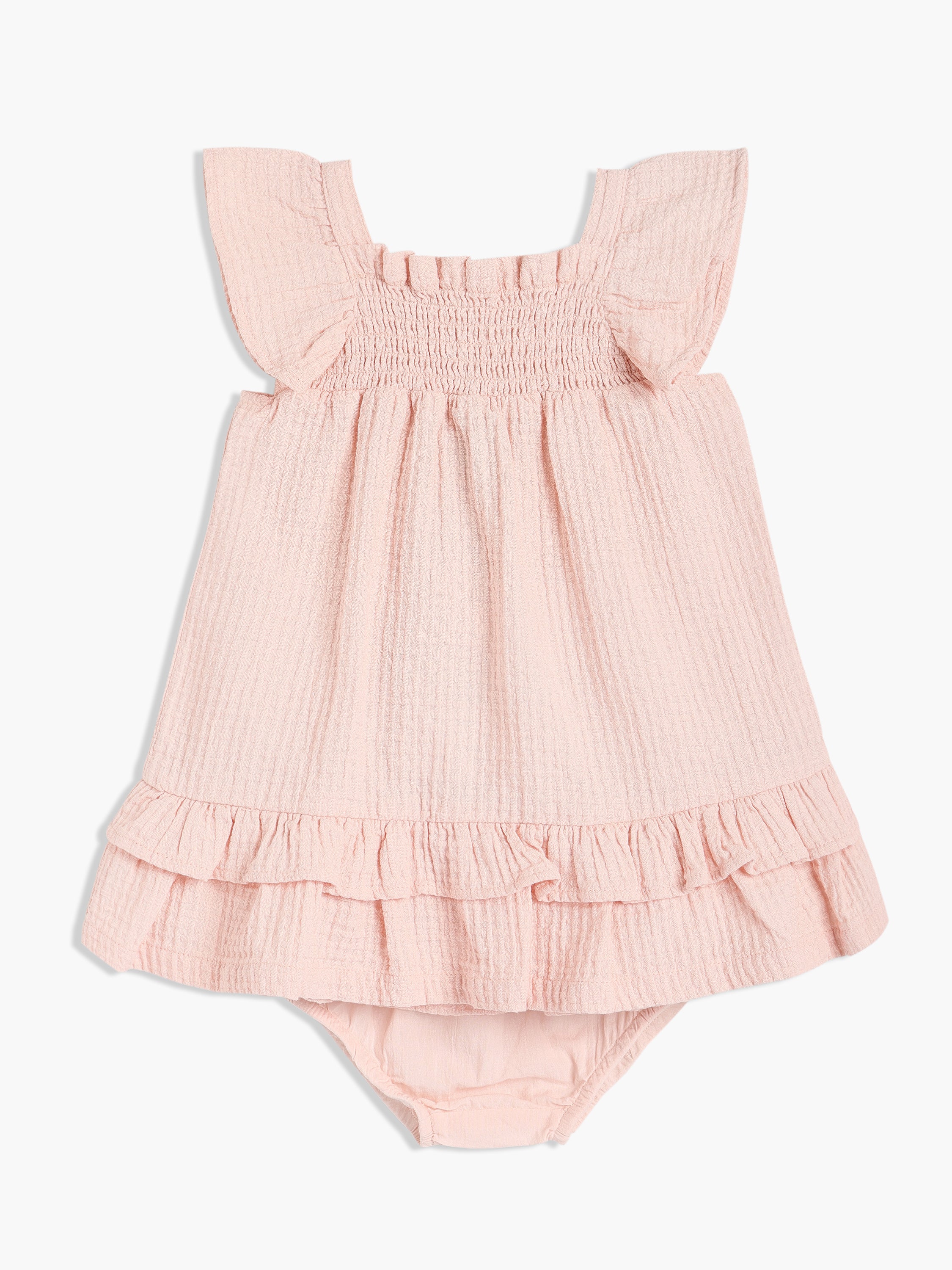 Girls Pink Cotton Half Sleeve Dress