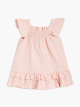 Girls Pink Cotton Half Sleeve Dress