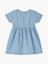 Girls Blue Cotton Half Sleeve Dress