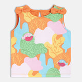 Girls Multicolor Casual Regular Fit Printed Sleeveless Top