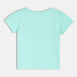 Girls Blue Casual Regular Fit Printed Half Sleeves Top