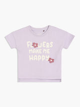 Girls Purple Cotton Half Sleeve Knit Top