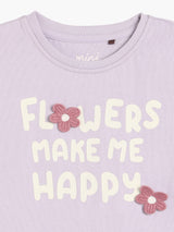 Girls Purple Cotton Half Sleeve Knit Top