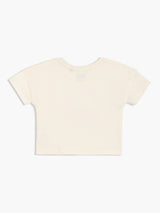 Girls Beige Cotton Half Sleeve Knit Top