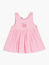 Girls Pink & White Cotton Half Sleeve Pinny Set