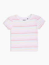 Girls Pink & White Cotton Half Sleeve Pinny Set