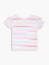 Girls Pink & White Cotton Half Sleeve Pinny Set
