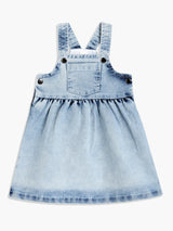 Girls Blue & Pink Cotton Half Sleeve Pinny Set