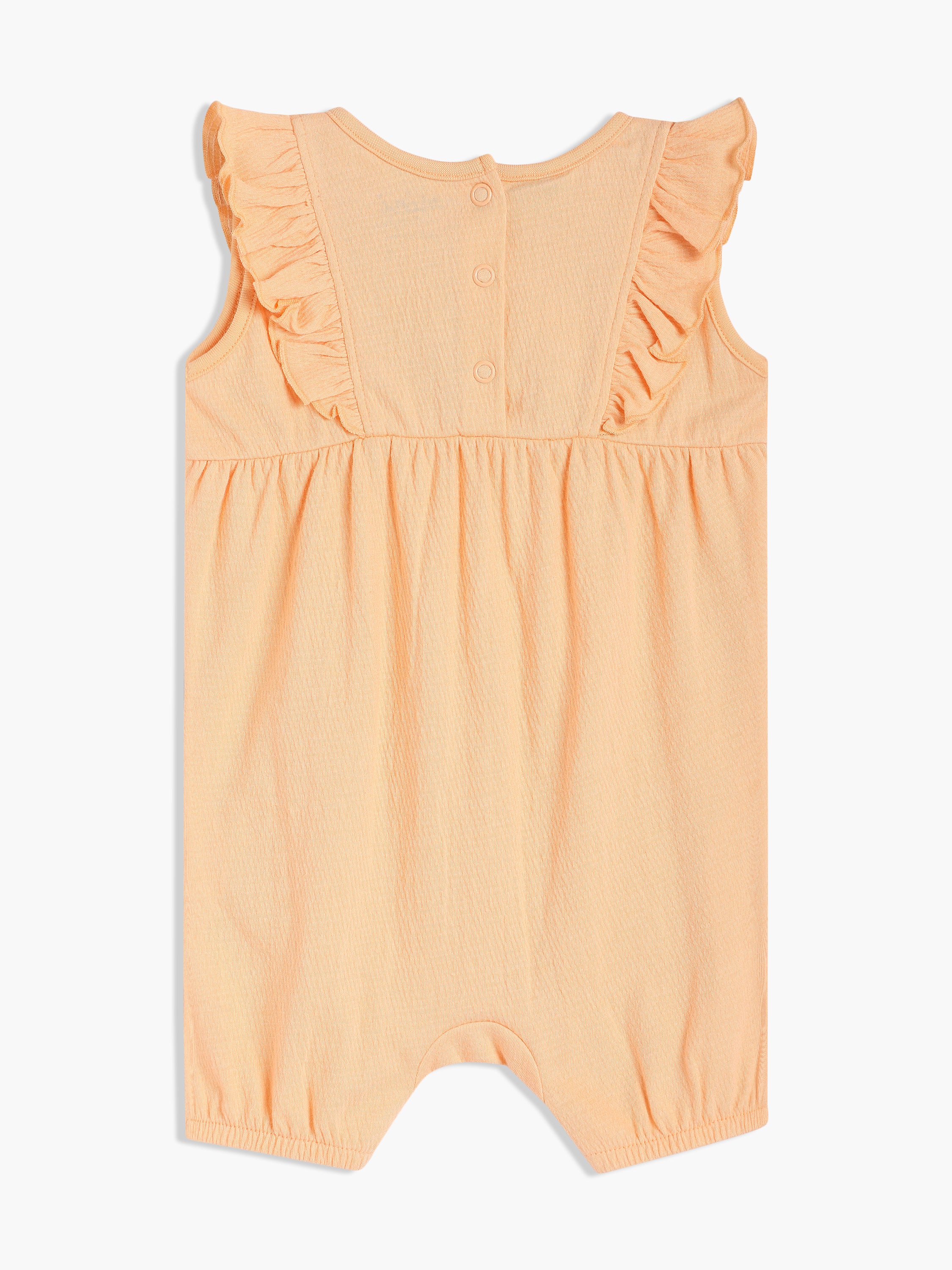Girls Orange Blended Cotton Sleeveless Romper