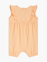Girls Orange Blended Cotton Sleeveless Romper