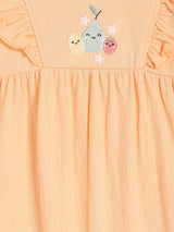 Girls Orange Blended Cotton Sleeveless Romper