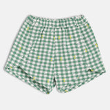 Girls Green Casual Regular Fit Checked Shorts