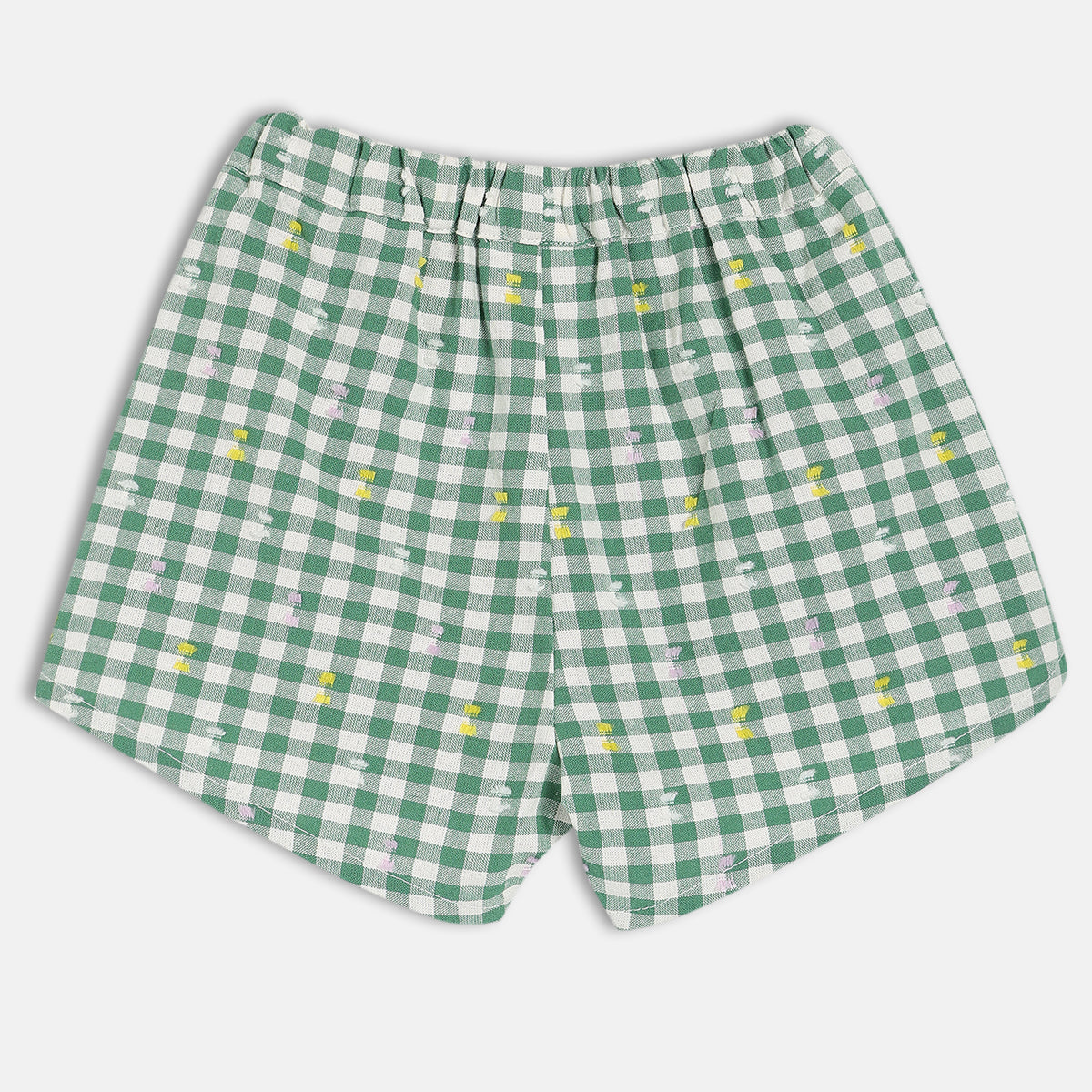 Girls Green Casual Regular Fit Checked Shorts