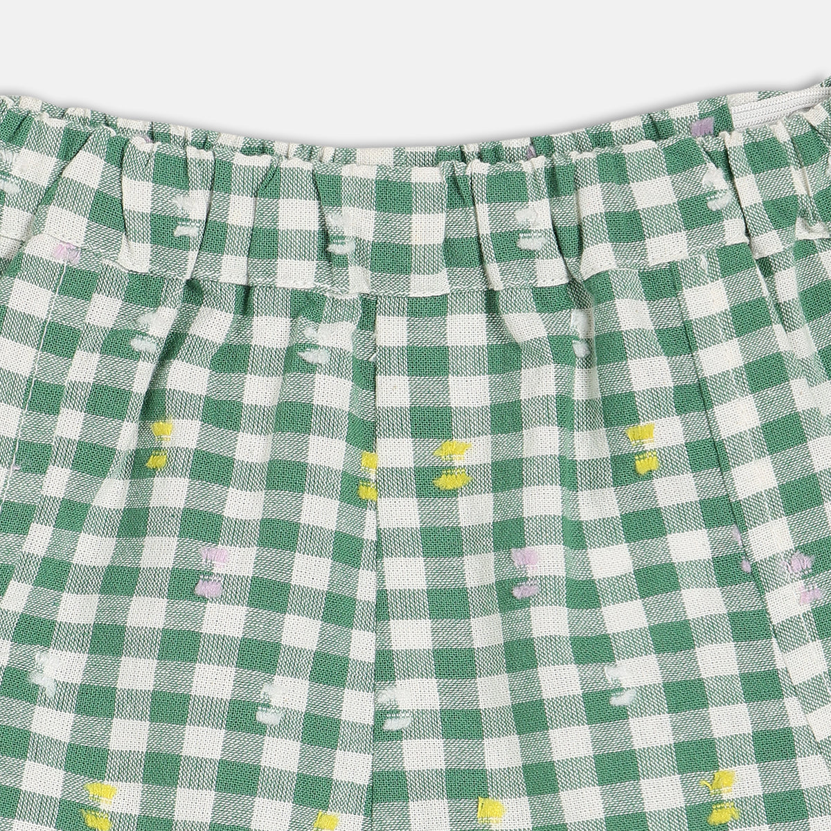 Girls Green Casual Regular Fit Checked Shorts