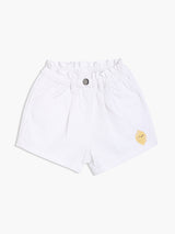 Girls White Cotton Shorts