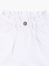 Girls White Cotton Shorts