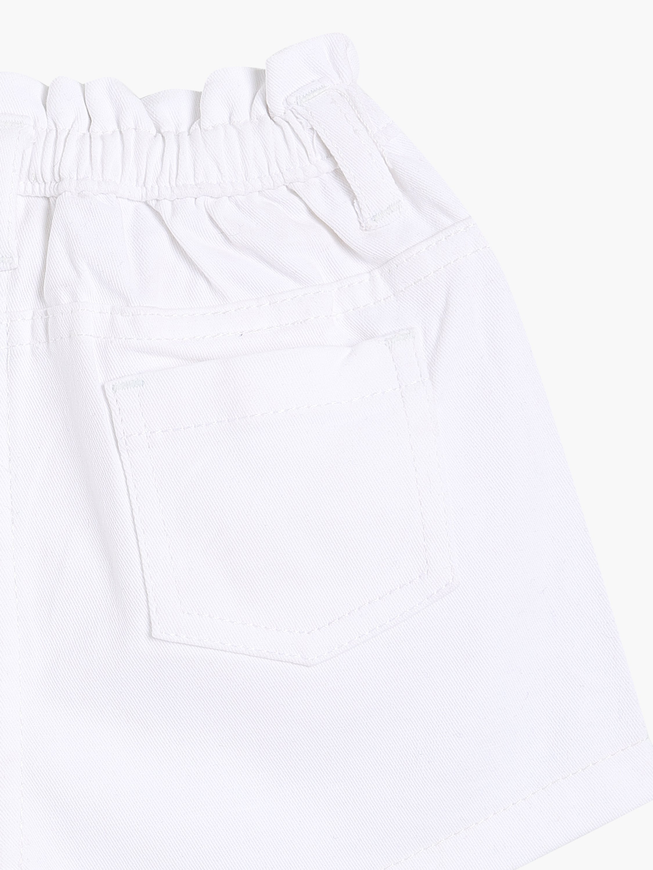 Girls White Cotton Shorts