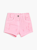 Girls Pink Cotton Shorts