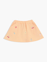 Girls Orange Cotton Half Sleeve Top and Skirt Set