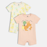 Boys Multicolor Casual Regular Fit Printed Rompers - Set of 2