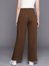 Women's Brown Casual Typography Regular Fit Trackpant