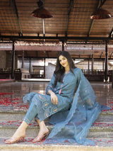 Women's Blue Kurta Set with Dupatta